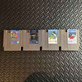Nes Game Lot X 4:  Dino Riki,  Section Z, Black Bass  & The Blue Marlin Nintendo