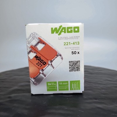 WAGO 221-413 COMPACT 3 pole Lever Nuts Splicing Connectors 50 pcs FREE SHIPPING!