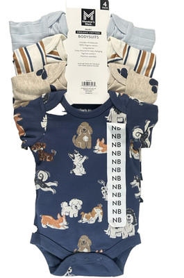 Member's Mark Newborn 4 Pack Organic Cotton Long Sleeves Bodysuits