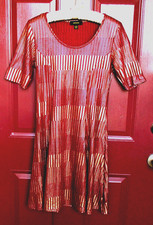 SALE Espresso Dress SMALL Burgundy Shiny Gold Autumn to Christmas Packs Well A++