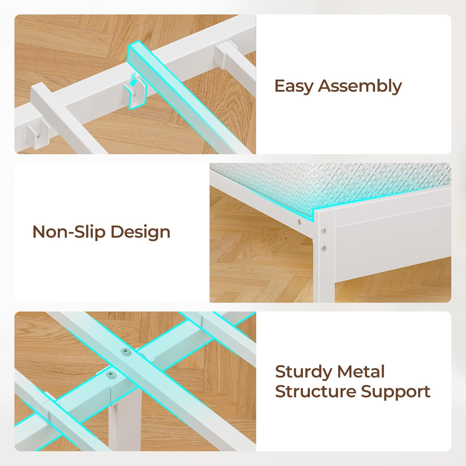 Full Size Bed Frame with Charging Station & 8" Gel Memory Foam Mattress