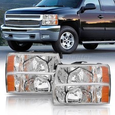Pair Headlights For 2007-2013 Chevy Silverado 1500 2500hd Chrome Headlamps Pair Headlights For 2007-2013 Chevy Silverado 1500 2500hd Chrome Headlamps