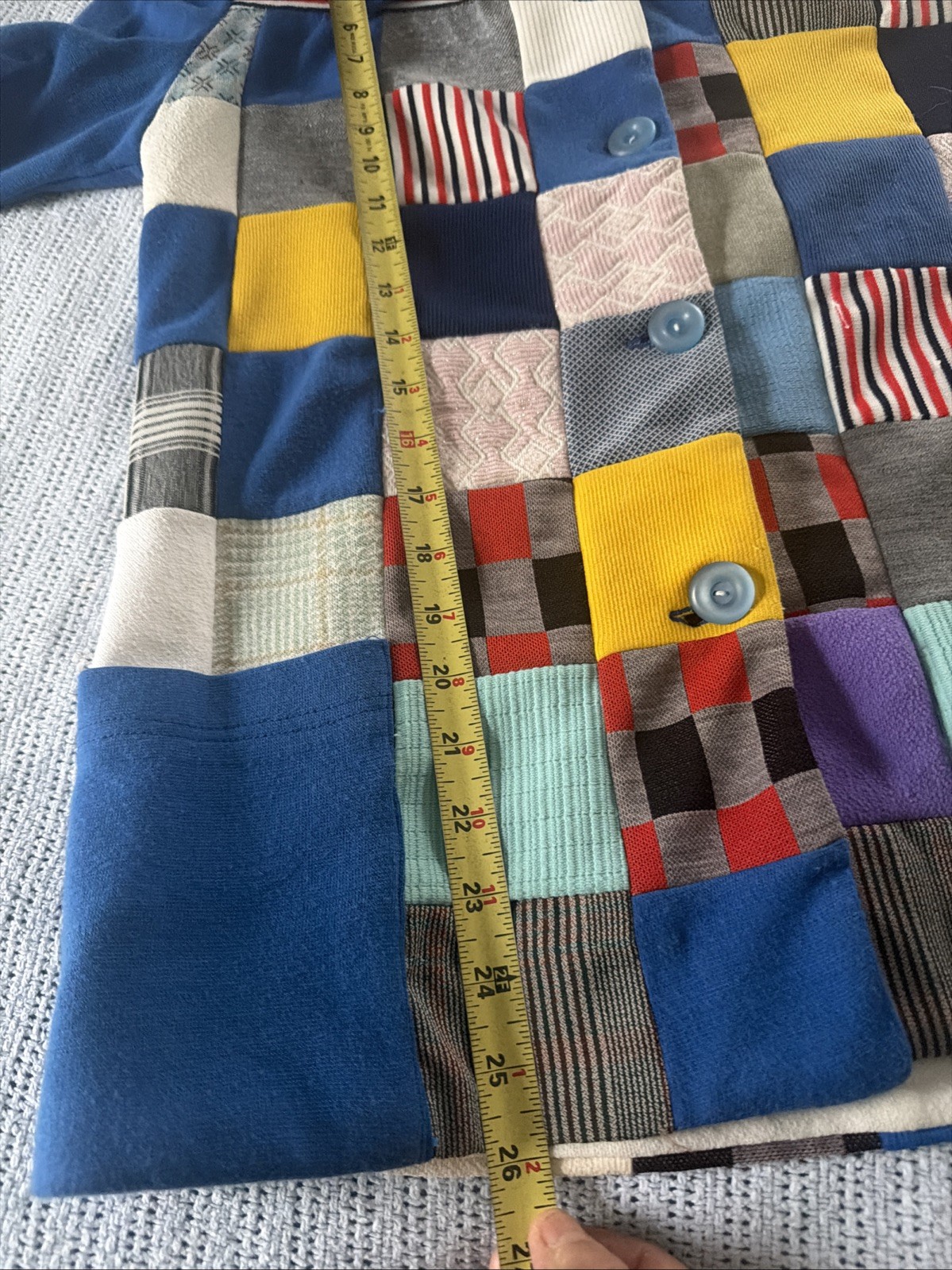 Vintage Polyester Patchwork Blazer 60-70's Boho G… - image 8