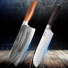 1-2PCS Stainless Steel Kitchen Knife Set Chef Santoku Utility Paring Cooking
