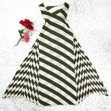  Excellent Pleats Please Maxi A-Line Dress, Striped, Size 3 ship From JAPAN  