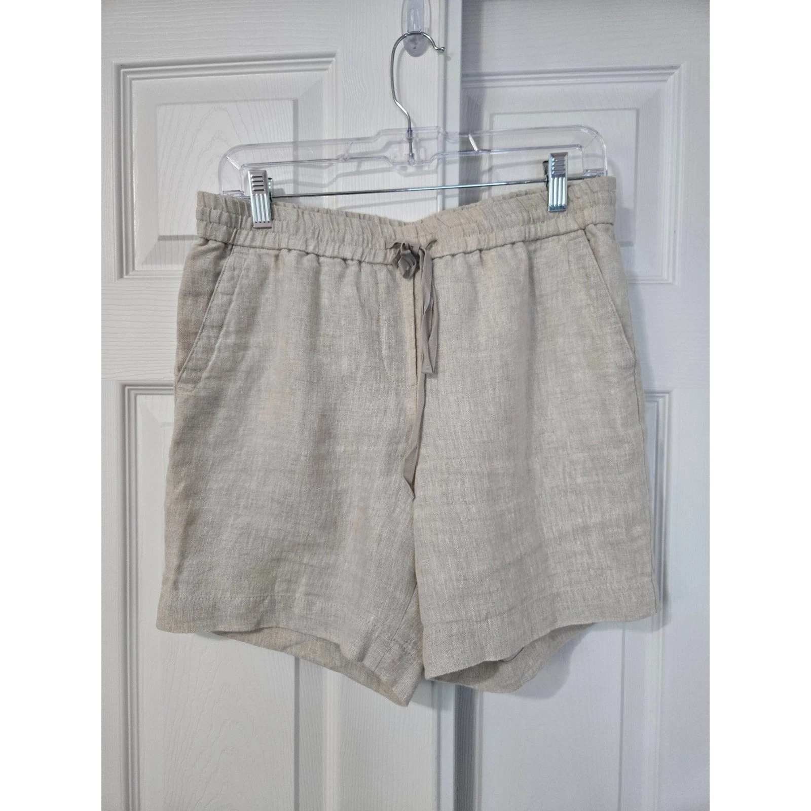 Talbots Womens Oatmeal Beige 100% Linen Drawstring Elastic Waist Shorts Small
Opens in a new window