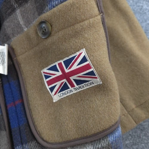 Peter Christian Coat Mens 44 Brown Wool Duffle Hooded Toggle Lined England image 5