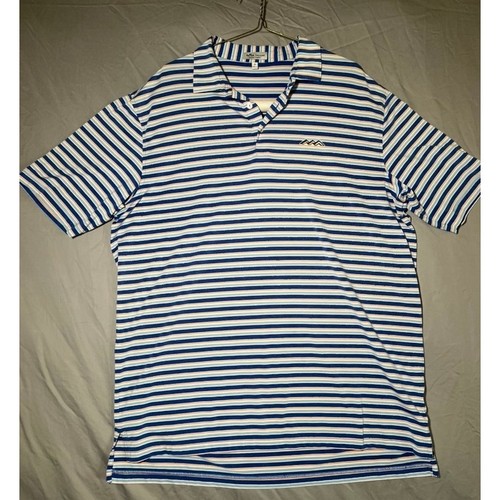 Peter Millar Summer Comfort Mens XL Polo Shirt Blue Orange Striped Performance