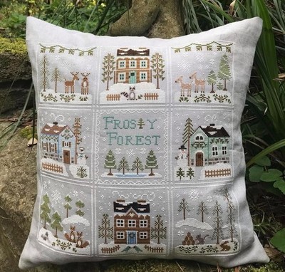 Kreuzstichmuster Winter Holz Haus Sampler 