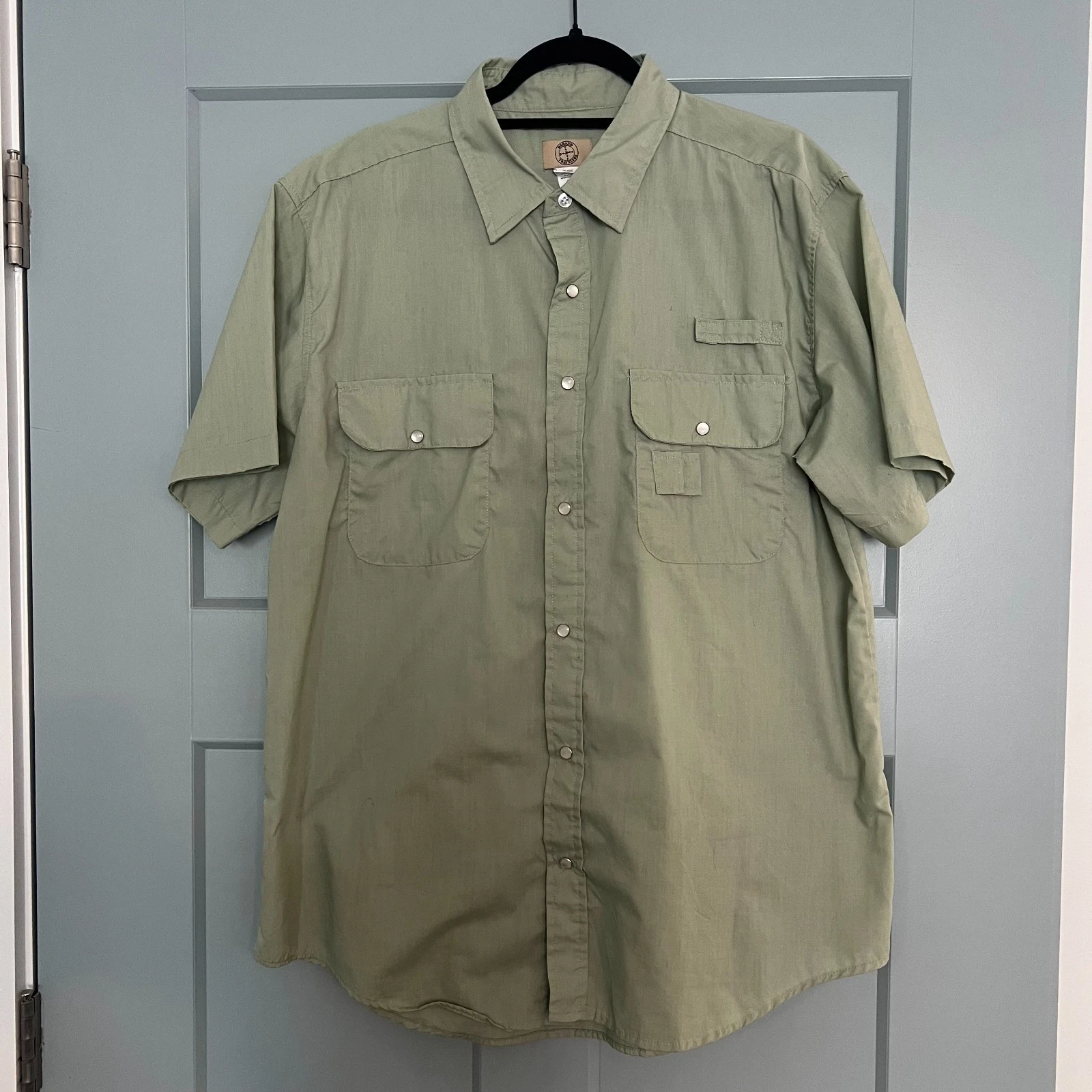 Haband Travelers Snap Shirt Men's Size Large Sage Green Fishing Safari Utility
