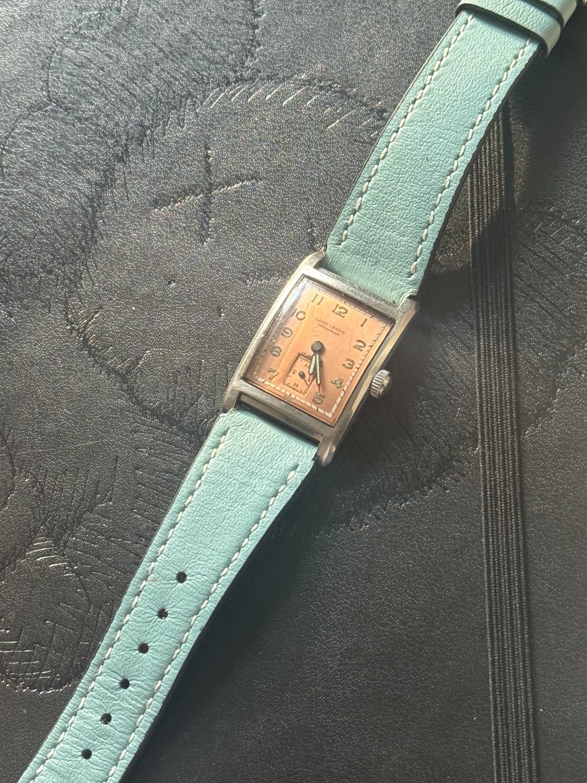 Vintage Lord Leeds Art Deco Tank Style Watch Small Seconds RUNNING RARE!