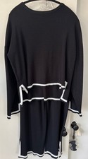 Women's 2 Piece Long Sleeve Knit Sweater Top Wide Leg Pants Lounge Set Black Med