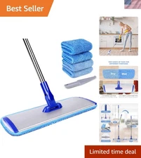 18" Professional Microfiber Mop with Adjustable Stainless Steel Handle & 4 Pads