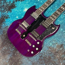 Rara chitarra elettrica viola doppio manico SG 12+6s cromo hardware spedizione gratuita