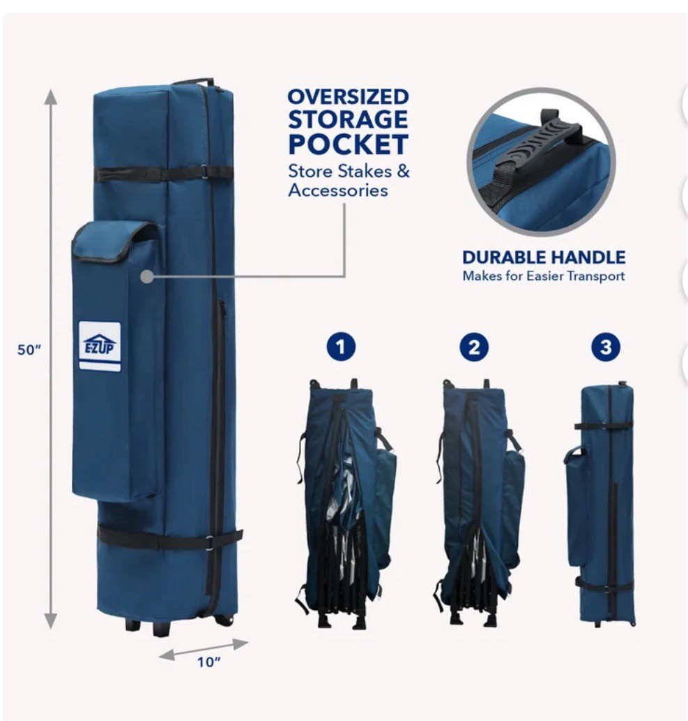 E-Z UP EZRECDC13BL 13' x 13' ONE-UP Instant Recreational Canopy  Tent 169 SQFT