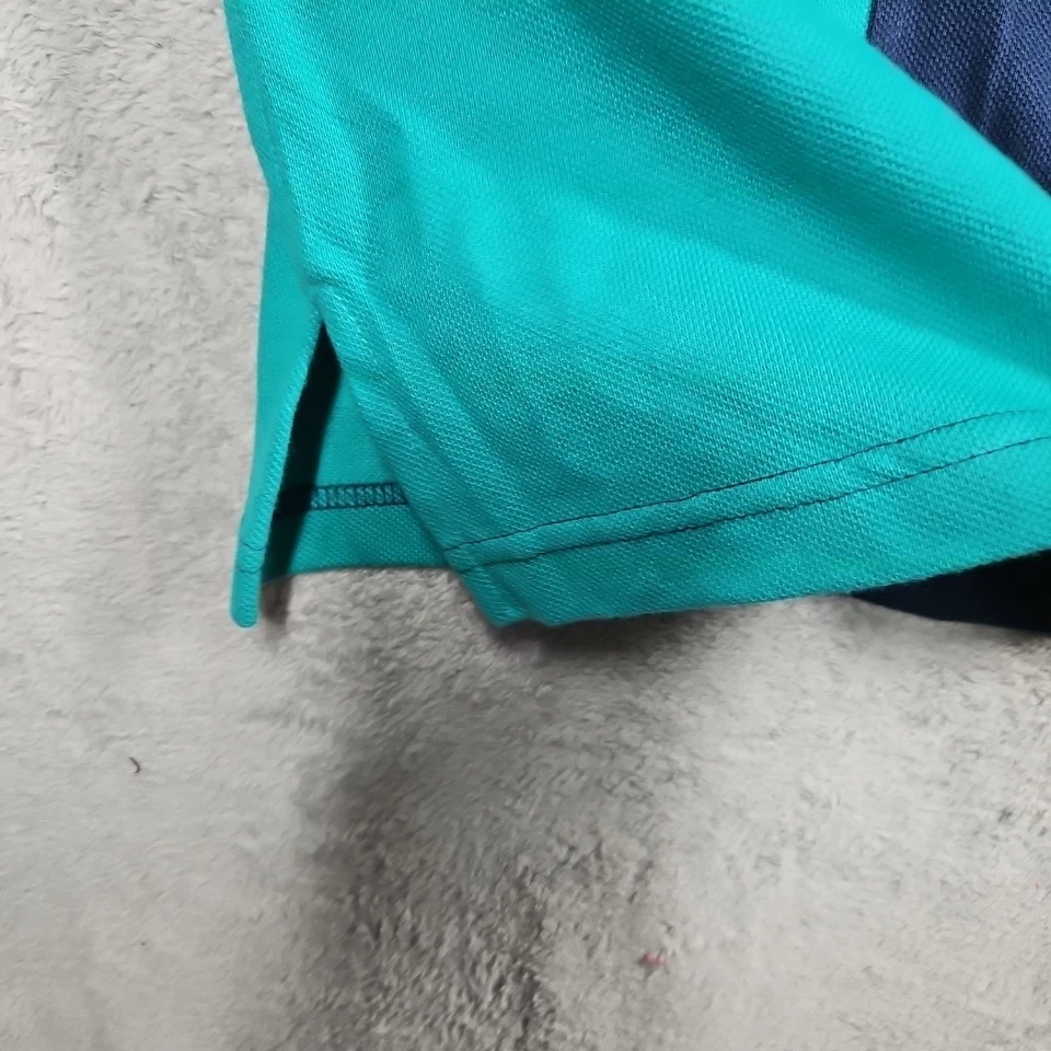 Camisa polo corta Slv vintage Dolphin Cove para hombre color block azul marino verde azulado púrpura talla XL Foto 3 de 4