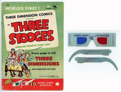 1953 Three 3 Stooges #2B Comic Book   3D Glasses Included   St. John Lower Grade