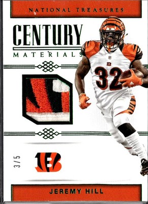 Jeremy Hill 2018 National Treasures Century Materials Logo Patch /5 Bengals