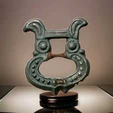 Wikinger Bronze G&uuml;rtelschnalle mit 2 V&ouml;gelk&ouml;pfen ( Hugin und Munin) 10 Jh.n.Chr