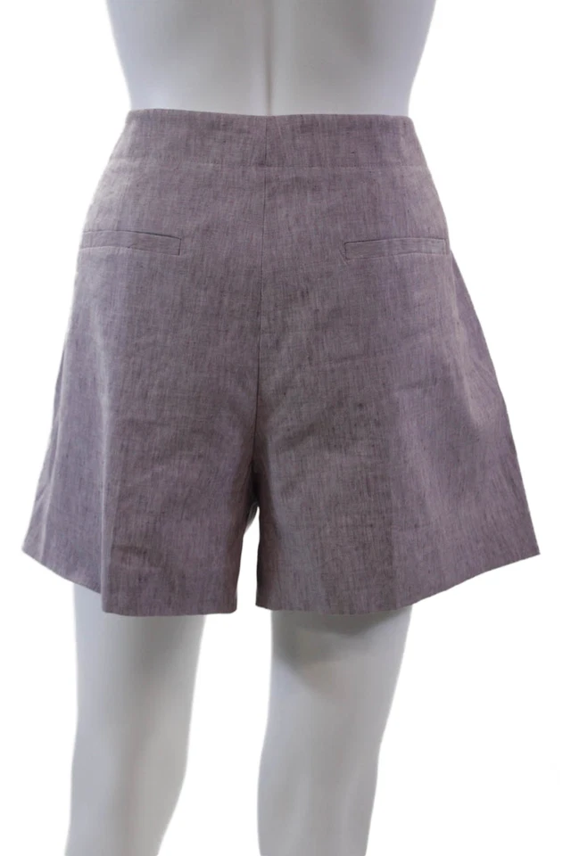 Pantalones Cortos Informales Theory Mujer Lino Bolsillos Cintura Alta Lila Púrpura Talla 12 Foto 3 de 4