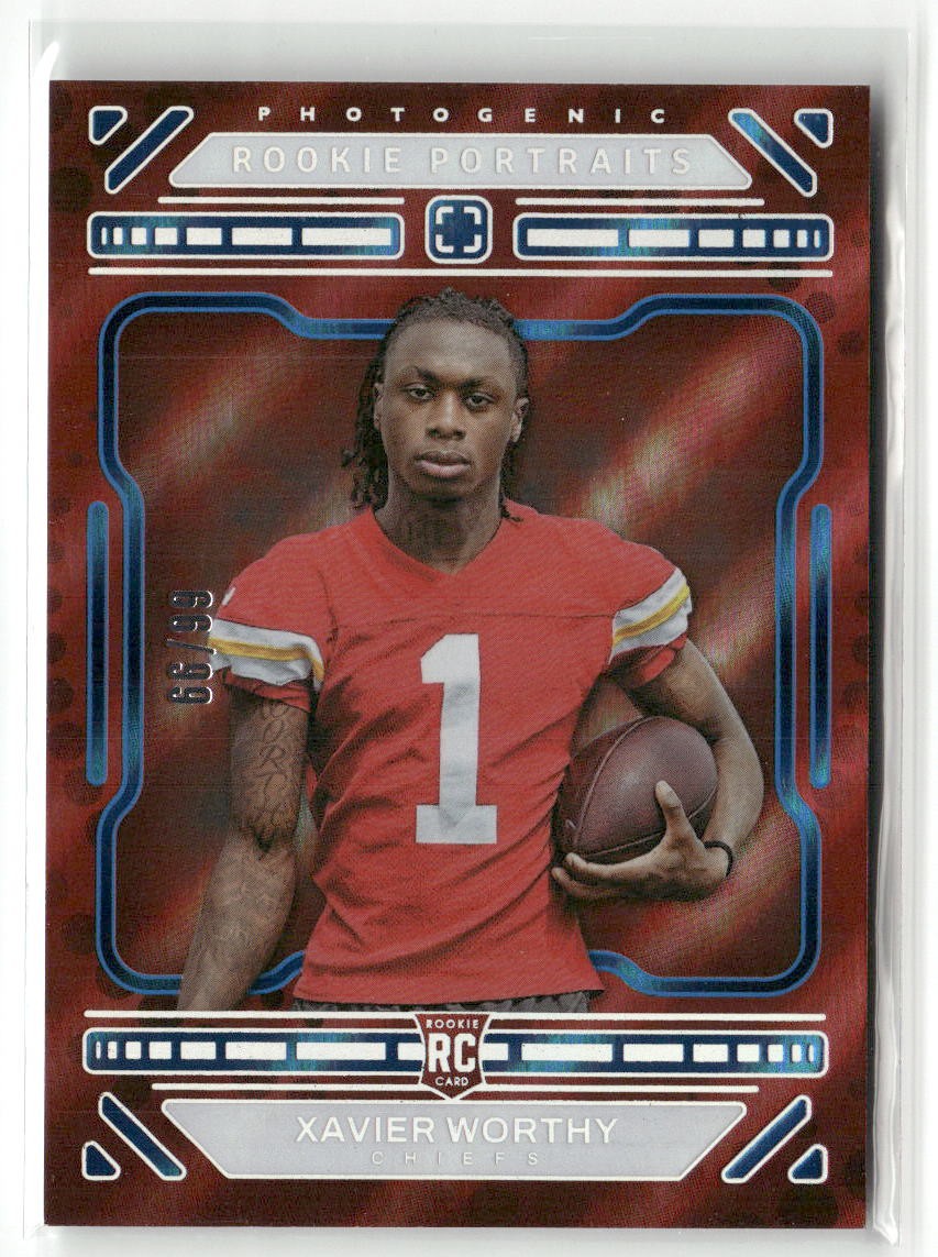 2024 Panini Photogenic #200 Xavier Worthy Rookie Blue /99 Chiefs RC