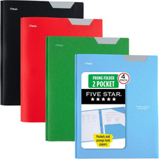 2 Pocket Plastic Folders w/ Prong Fasteners 4 Pack 8.5x11 Assorted Colors 2.