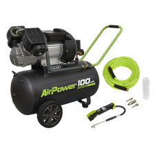 100L Direct Drive V-Twin Air Compressor 3hp with Air Accessory Kit
