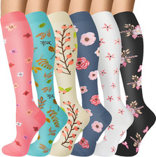 6 Pairs Compression Socks for Women Men 20-30Mmhg Graduated Support Knee High So