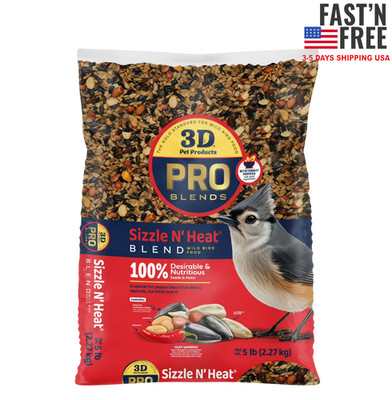 3-D Pro Blends Sizzle N' Heat, Wild Bird Food, Spicy Bird Seed, 5 Pounds