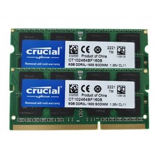 Crucial DDR3L 16GB 2X8 1600MHz PC3-12800 Laptop Memory RAM SODIMM 204-Pin 1.35V