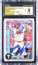 Bryce Harper Phillies Signed '21 Topps Brooklyn Collection #12 1/1 CGC 9/10 Card