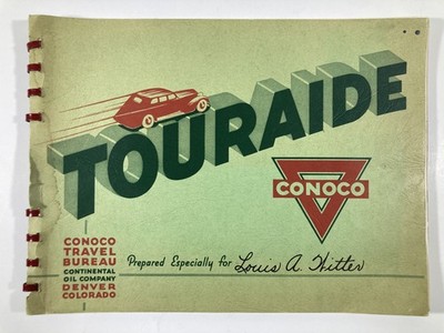 Vintage 1930s Conoco Touraide Travel Bureau Road Map Book Continental Oil Co.
