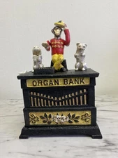 Cast Iron Mechanical Organ Bank Kyser & Rex 1882 American Collectible 