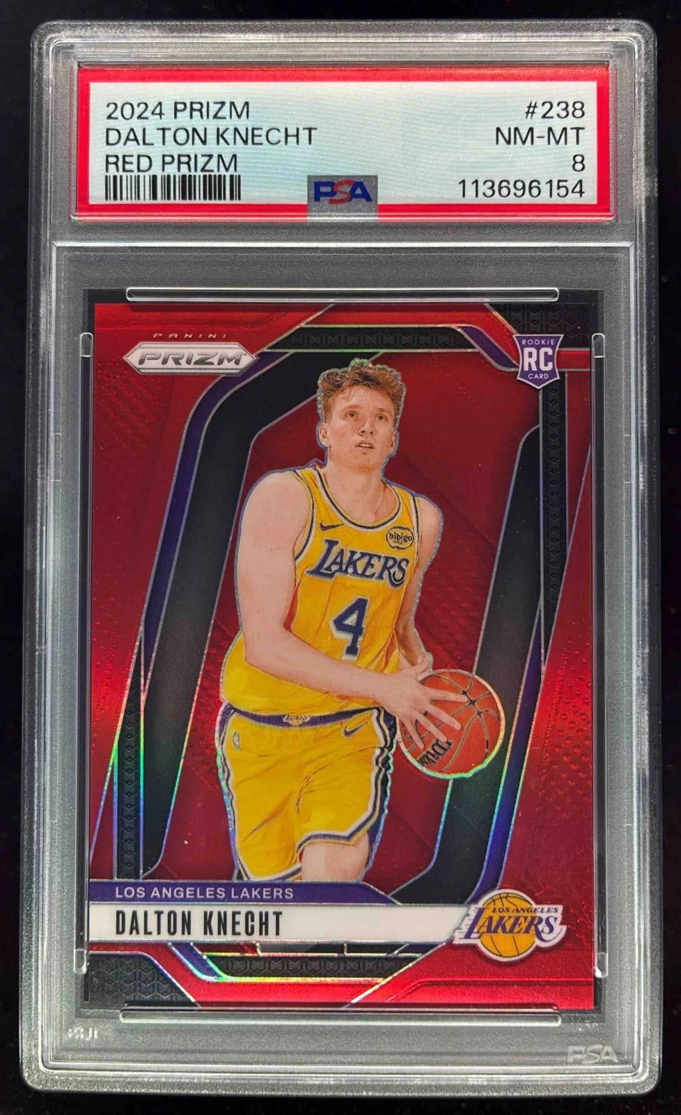 2024-25 Panini Prizm Red Prizm #238 Dalton Knecht RC /299 PSA 8