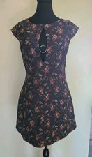 D Free People Say Yes Floral Textured Jacquard Plunge Keyhole Dress Size 4