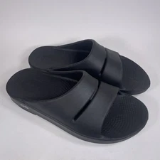 OOFOS OOahh Black Slip On Sandals Comfort Recovery Slides Women’s - Size 8