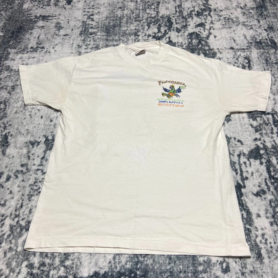 Camiseta gráfica Jimmy Buffett Margaritaville Fruitcakes para hombre grande blanca Foto 3 de 4