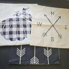 Set of 3 17" Canvas Pillow Covers Rustic Cabin Decor Black, Tan, Beige Arrows