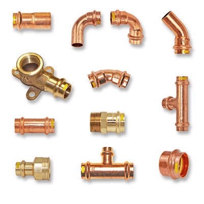 Bänninger Gas Pressfittings für Kupfer Rotguss DVGW V-Kontur Fitting Rohr Muffe 