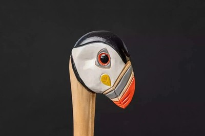 Handmade Handle Head Puffin Wooden Walking Stick Cane Christmas...-