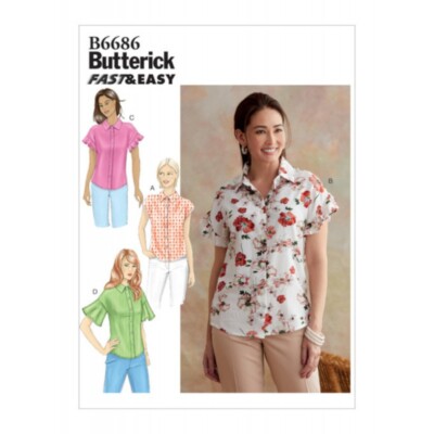 Butterick Schnittmuster B6686 Misses  Semi-Fitted Tops mit Ärmelvariationen