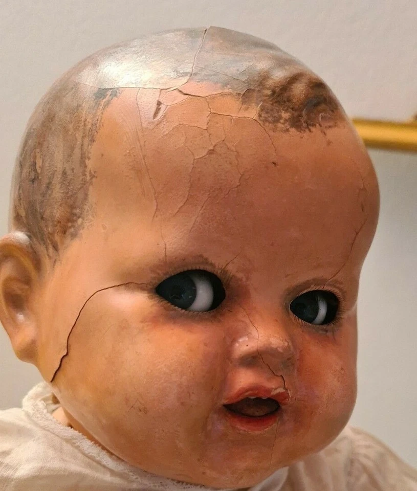 Poupée Ancienne En Papier Mâché Et Tissu 50 Cm - Photo 2/4