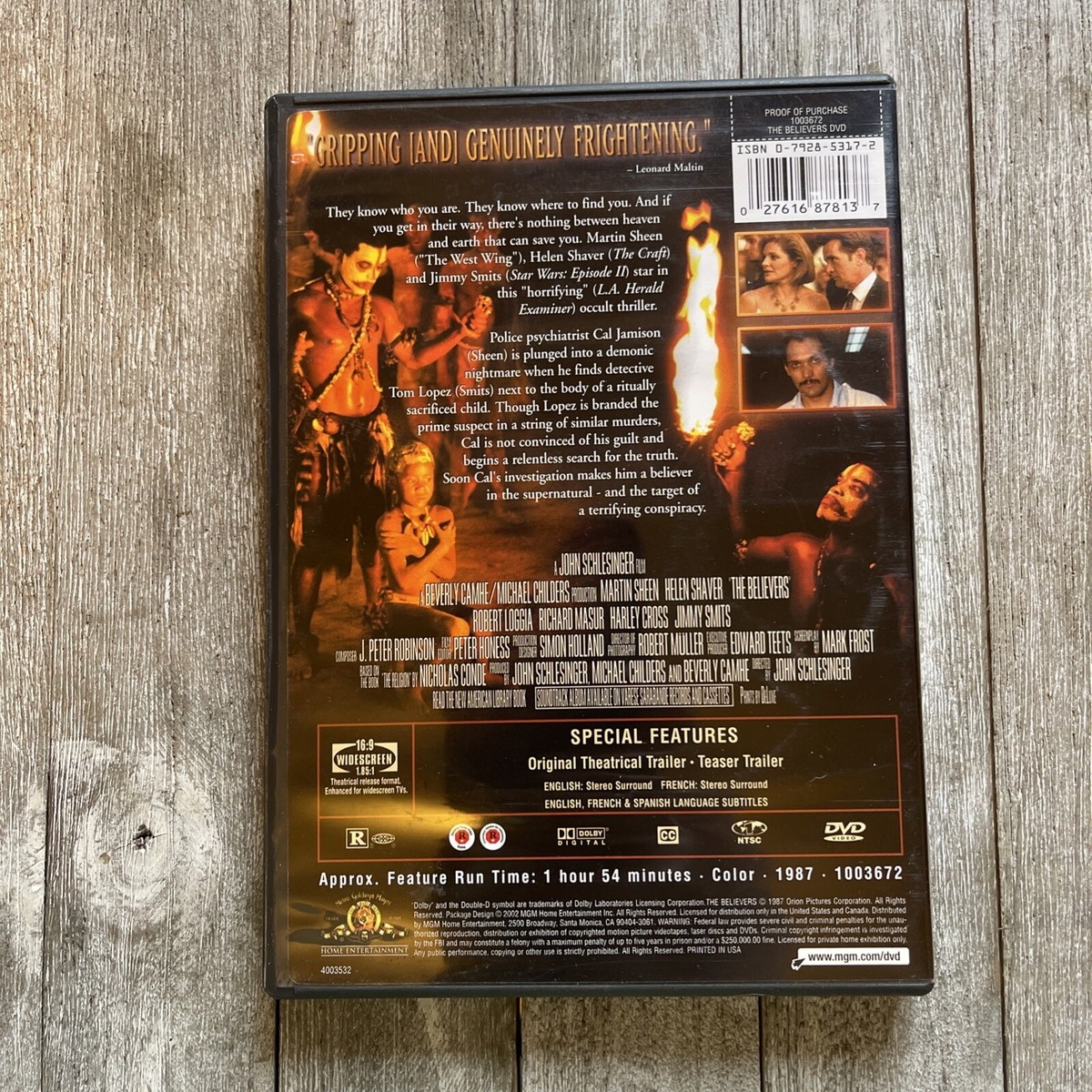 The Believers (1987) DVD / MGM / Martin Sheen Robert Loggia OCCULT