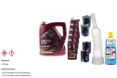 9L MANNOL Motoröl SAE 10W-60 RACING+ESTER inkl. Additiv Auslaufschlauch