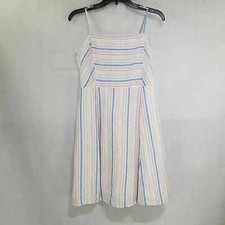 Gap Stripe Dress Spaghetti Straps Linen Blend Size S