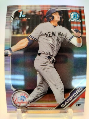 JAKE SANFORD REFRACTOR 2019 Bowman Draft Chrome Baseball BDC-82 1ST NY Yankees
