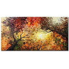 Tiancheng Art,24x48 Inch Modern Hand-Painted Tree Art Oil Painting Acrylic Ab...