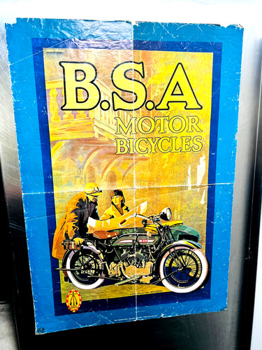 vtg 70s 80s B.S.A. Motorcycles English Italy Poster Brett Forer motor cycle