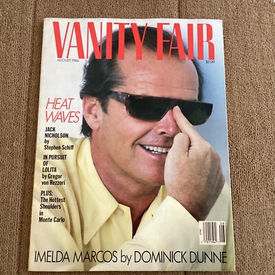 AUGUST  1986 VANITY FAIR with JACK NICHOLSON COVER