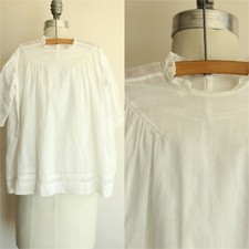 Vintage 1900s 1920s Baby Dress, Edwardian Baby Girls White Cotton Smock,
